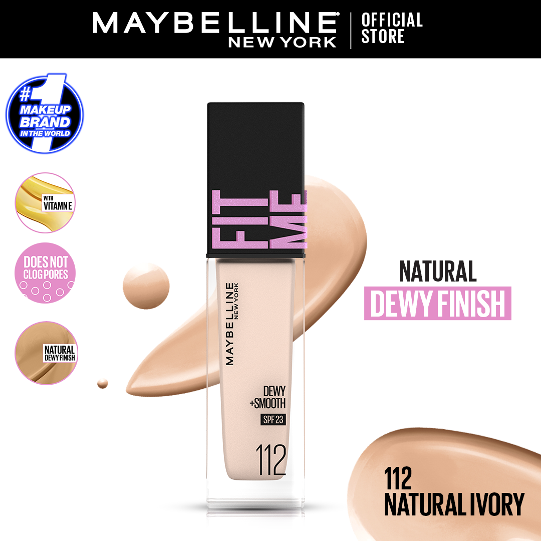 Maybelline Ny New Fit Me Dewy + Smooth Liquid Foundation 30 Spf - 112 Natural Ivory 30Ml - For Normal To Dry Skin