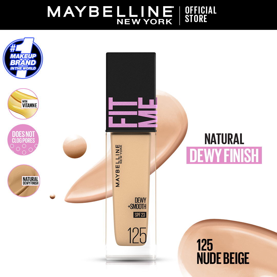 Maybelline Ny New Fit Me Dewy + Smooth Liquid Foundation 30 Spf - 125 Nude Beige 30Ml - For Normal To Dry Skin