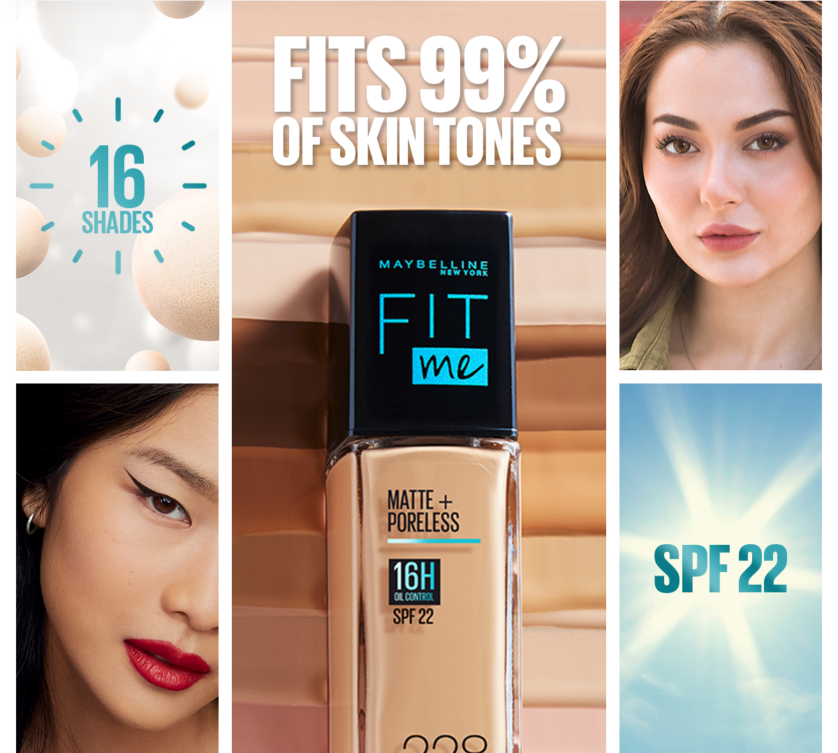 Maybelline Ny New Fit Me Matte + Poreless Liquid Foundation Spf 22 - 128 Warm Nude 30Ml - For Normal To Oily Skin